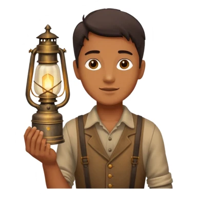 holding vintage gas lamp sticker