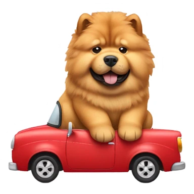Chow Chow dog riding red car sticker