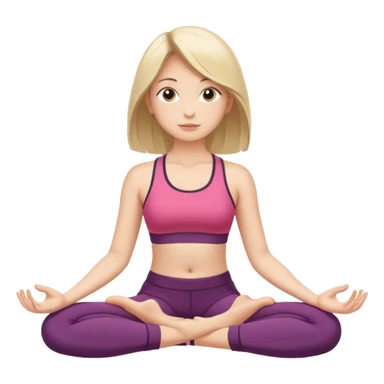 The same girl is sitting in a lotus position, with shoulder-length hair and sportswear. sticker
