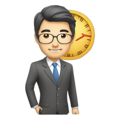 Middle-aged Asian male investment manager，background with Stock market trend chart sticker