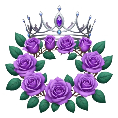 Purple rose with silver tiara and a purple emblem leaf wreath sticker