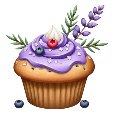 Lavender flower sprig muffin with berries and sugar crystals sticker