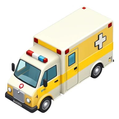 isometric British yellow ambulance  sticker