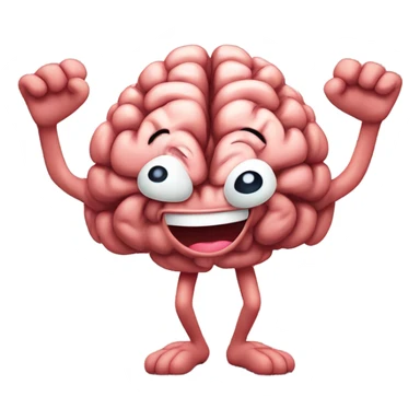 Happy brain with legs and arms, really happy, gaping mouth insane sticker