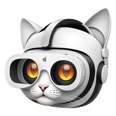 Apple Vision Pro 9 VR headset with cat logo on it  sticker