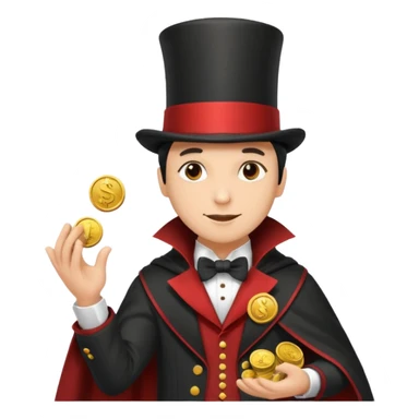 Magician with top hat,Street Performers,background street setup, with coins box, foot path. sticker