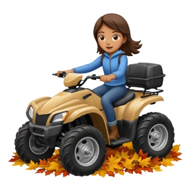 Girl driving a four wheeler through a pile of fall leaves sticker