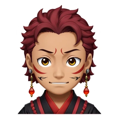 Tanjiro Kamado with a smirk, Demon Slayer character with scar and hanafuda earrings sticker