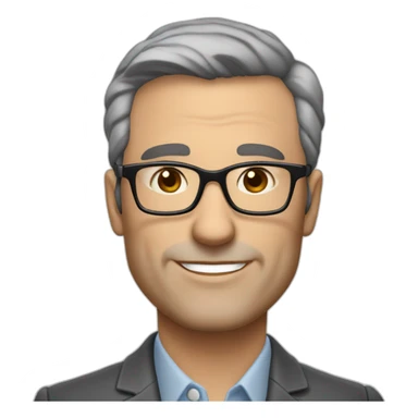  50-year-old real estate agent with very short short dark brown hair, slightly graying, handsome, heavily shaved and glassest sticker