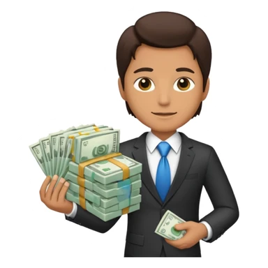 CEO with money in his hands donating to a hospital sticker