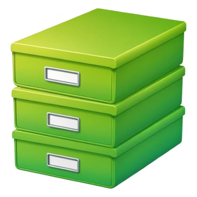 A stack of files from a box, with a gradient in the form of an acid green color. in the style of Airbnb sticker