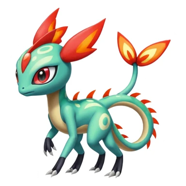 Splash-patterned emotional sparky sparky boom boom painful Meloetta-Guilmon-Salandit-Celebi-Pokémon-Fakémon-fusion-hybrid-creature sticker