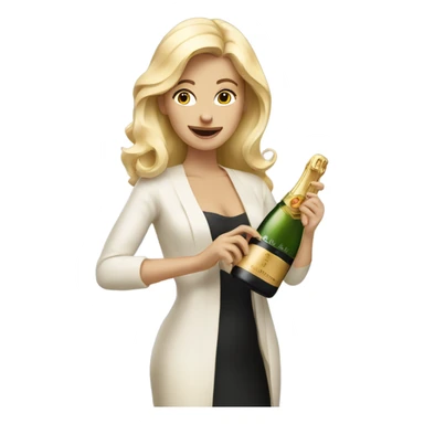 À blonde woman are opening a bottle of champagne sticker