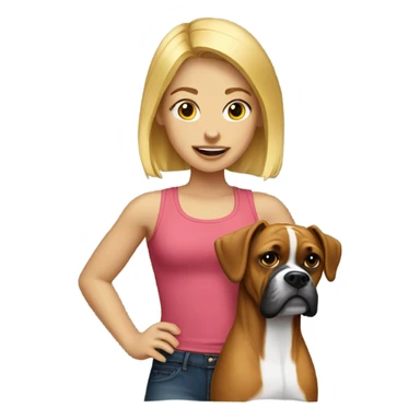 blonde girl with boxer dog sticker