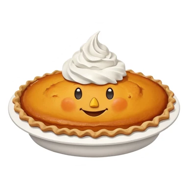 pumpkin pie with whipped cream on top of it, and has chicken legs, and a face. sticker