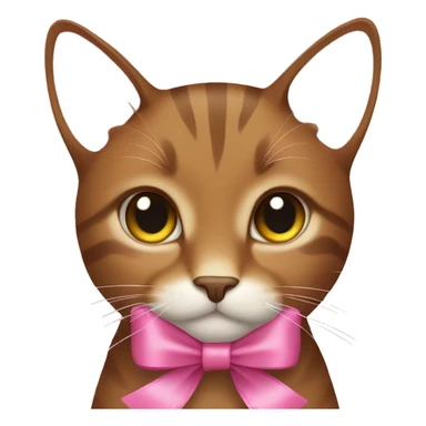   brown cat wearing pink ribbon bow sticker
