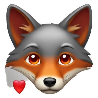 deep lush red fox face with tiny red heart instead of eyes sticker