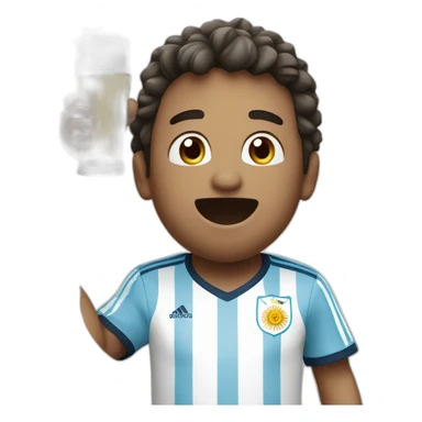 man in argentina soccer uniform standing up cheering and drinking mate sticker