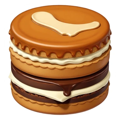 alfajor típico relleno de dulce de leche y cubierto de chocolate, mordido sticker