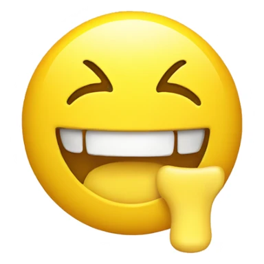 yellow smiling emoji with yellow bone in mouth sticker