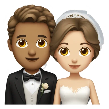 Bride and groom with brown hair, brown eyes, and light skin sticker
