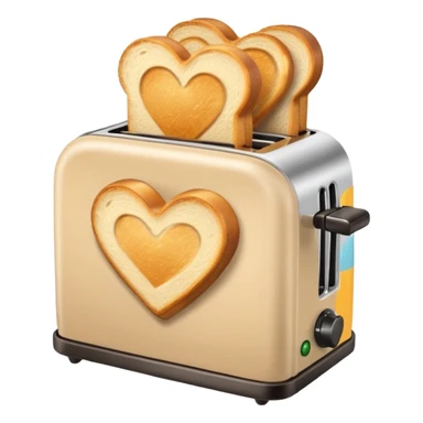 Light Beige heart toaster with toast  sticker