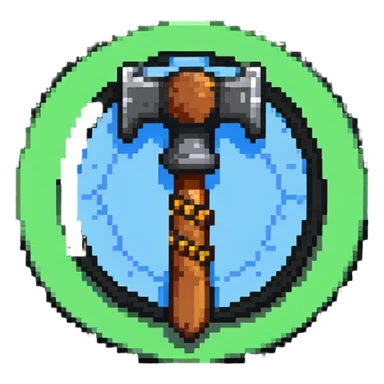 Discord-style moderator badge with hammer symbol sticker