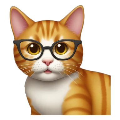 Ginger striped cat with nerd glasses and finger pointed up sticker