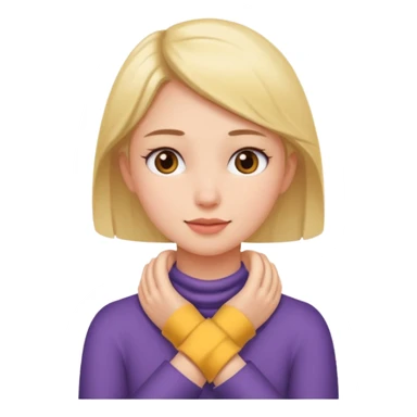 Girl putting both hands around her neck sticker