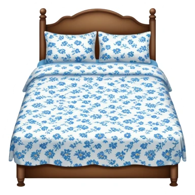 vintage bed with white & blue floral sheets sticker