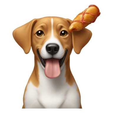 Dog eating a chicken leg sticker