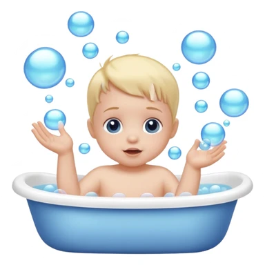 baby with bubbles in a bathtub sticker