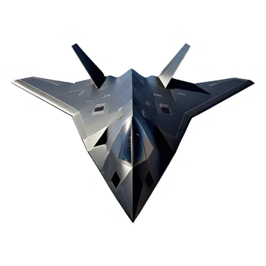 F-117 Nighthawk - Lockheed Martin (Stealth Grey) A futuristic stealth attack aircraft with a distinct faceted, angular design in a stealthy matte grey. Its sharp, jagged edges and unconventional, almost alien-like shape make it look like a shadow cutting through the night sky. The surface should appear non-reflective with subtle panel lines. sticker