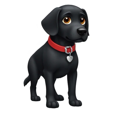 black dog, playful, running, big jowls, sad puppy eyes, wings, winged dog, angel wings,red collar sticker