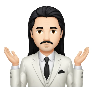 Kevin Richardson with white suit, long black hair sticker