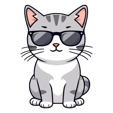 Grey cat with sunglasses  sticker