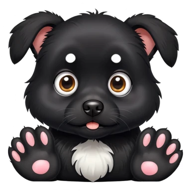 scared small black dog with white paws sticker