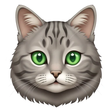 grey tabby cat with lines, small close-set green eyes sticker