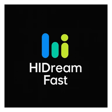 create high dream logo like this with text "HIDream Fast", black background  sticker