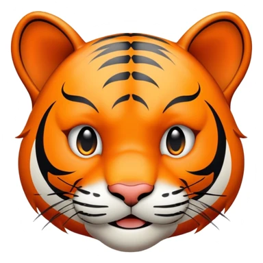 trolling tiger face with mischievous grin for Twitch emote sticker