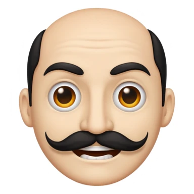 Create a Chinese smile emoji. Use the regular smile emoji and update its looks accordingly. the smile should contain an evil smile with a long Chinese like mustache sticker