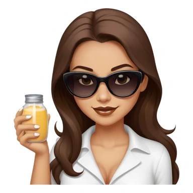 sassy woman with long brown hair and dark sunglasses holding a salt shaker and sprinkling the salt. She is smirking.  sticker