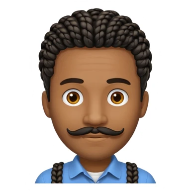 Hazme un emoji de un hombre negro con trenzas cortas y una pequeña perilla sin bigote sticker