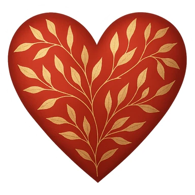 heart with a delicate gold leaf overlay, remove background sticker
