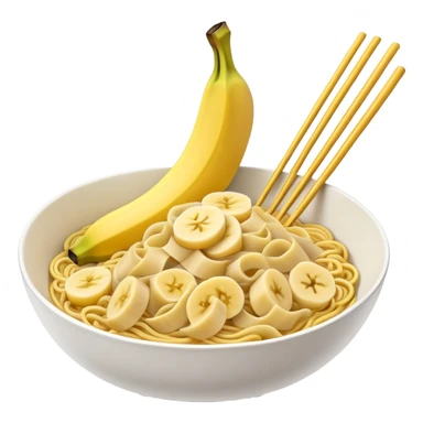 a open banana inside of a bowl of noodle  sticker