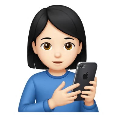 un niño de entre 3 - 10 años jugando con su celular (pelo negro) sticker