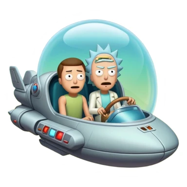 Hot rod Rick and Morty flying in a spaceship to the citadel of Ricks  sticker