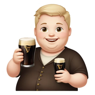 Fat kid with a guiness sticker