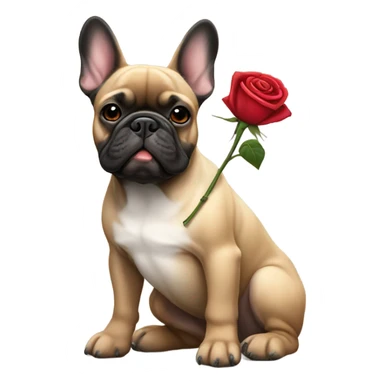 French bulldog black and tan with rose sticker