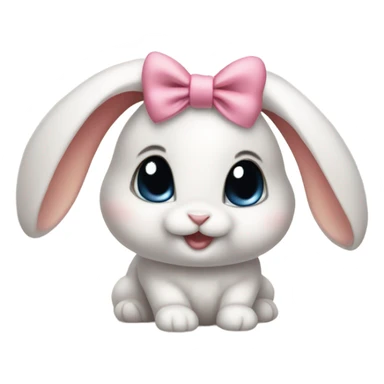 Baby bunny with coquette bow on ear sticker